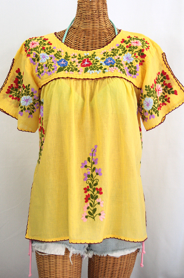 Vendimia 70 s Vieira bordado mexicano BOHO blusa mujeres