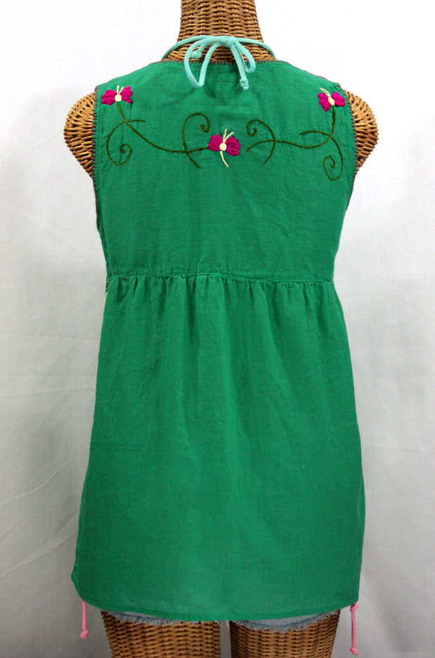 "La Sirena" Embroidered Mexican Style Peasant Top -Green