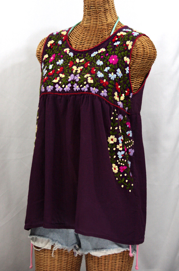 "La Sirena" Sleeveless Mexican Blouse -Plum