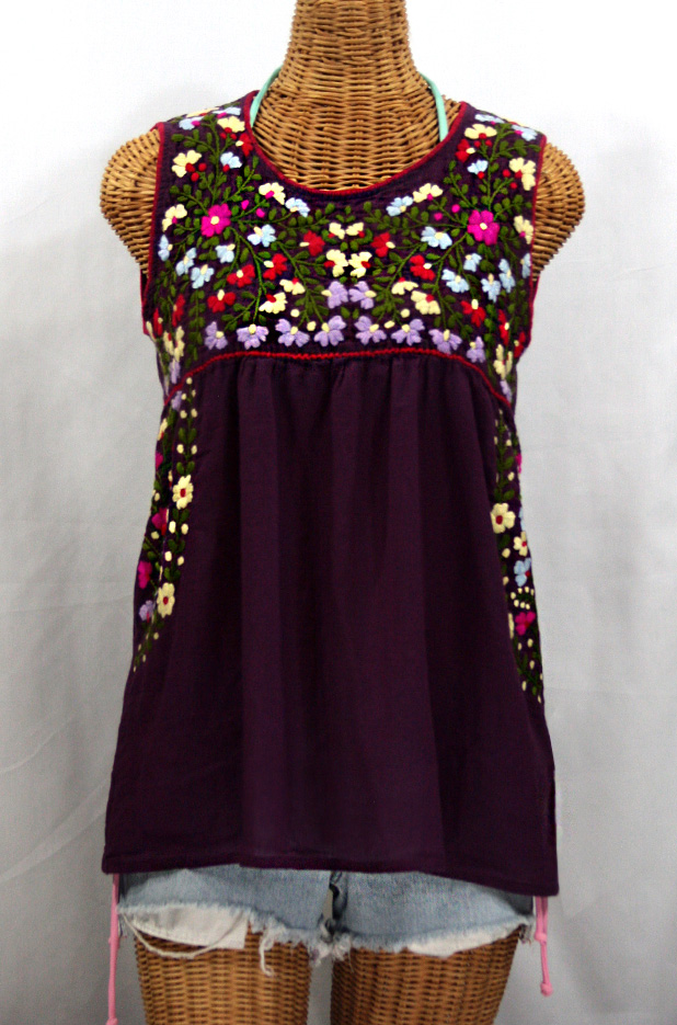 "La Sirena" Sleeveless Mexican Blouse -Plum