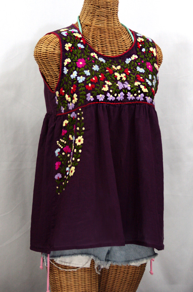 "La Sirena" Sleeveless Mexican Blouse -Plum