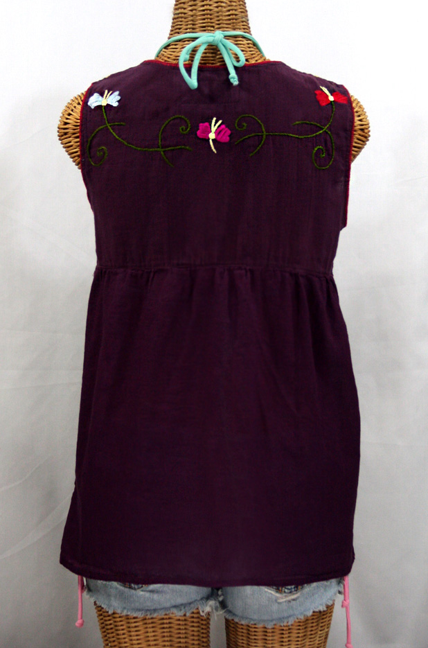 "La Sirena" Sleeveless Mexican Blouse -Plum