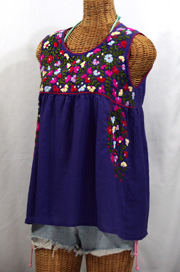 "La Sirena" Sleeveless Mexican Peasant Blouse -Purple