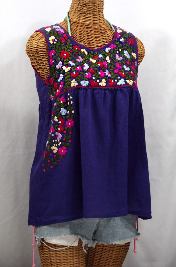 "La Sirena" Sleeveless Mexican Peasant Blouse -Purple