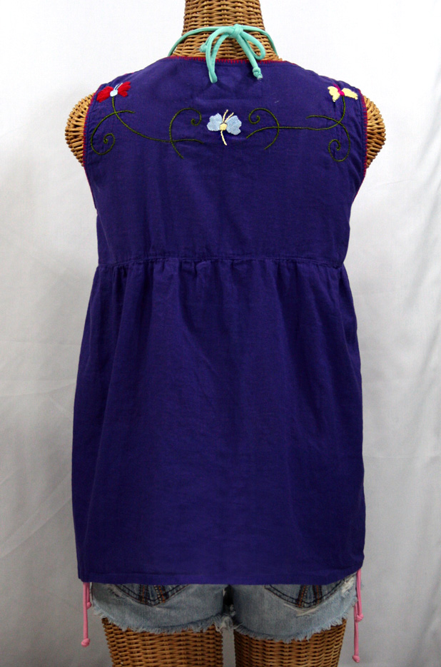 "La Sirena" Sleeveless Mexican Peasant Blouse -Purple