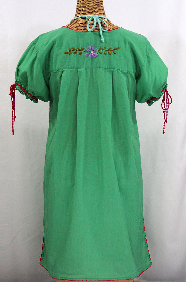 "La Antigua" Embroidered Mexican Dress - Green