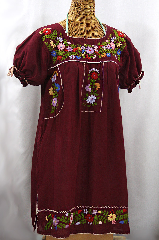 burgundy peasant dress