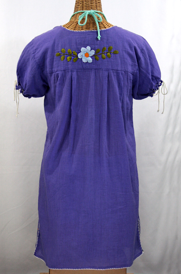 "La Antigua" Embroidered Mexican Dress - Purple