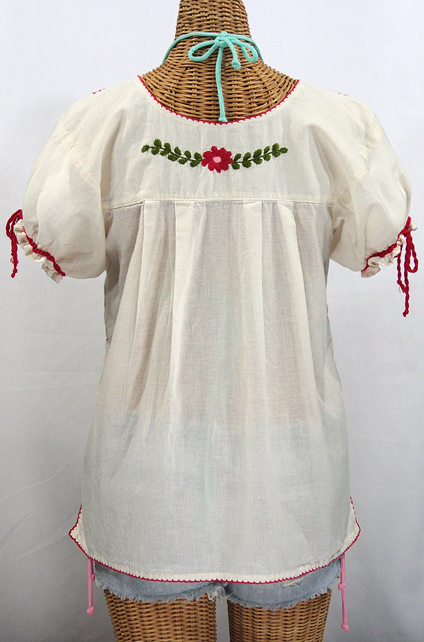 "La Antiguita" Embroidered Mexican Style Peasant Blouse - Off White