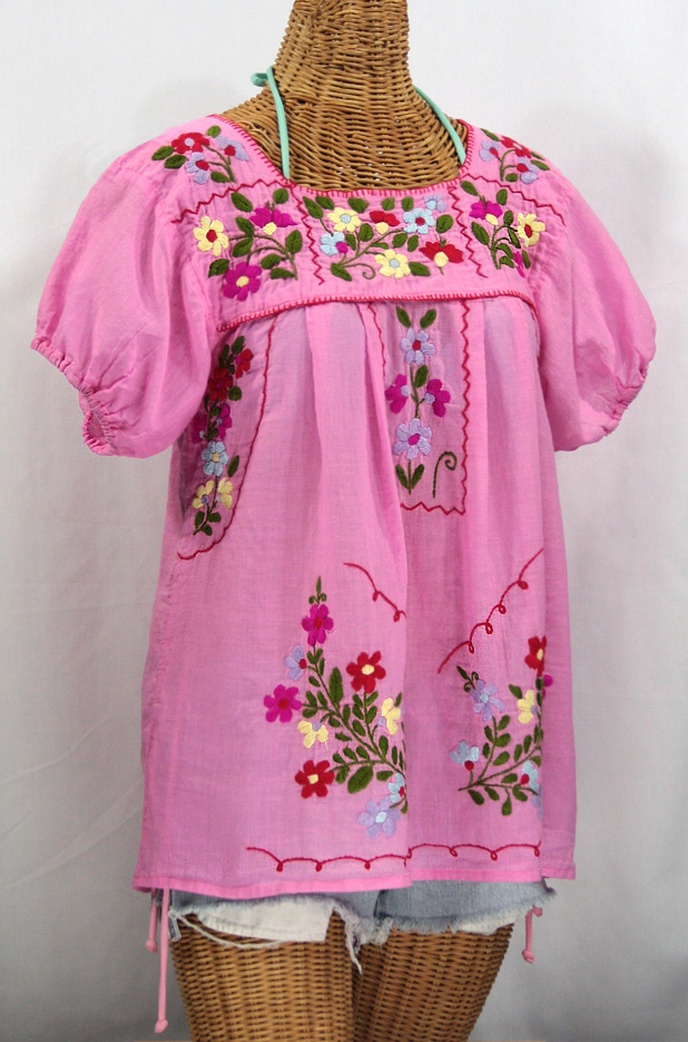 "La Belleza" Mexican Blouse -Bubblegum