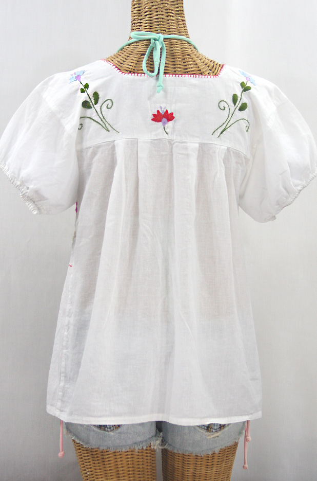 "La Belleza" Embroidered Mexican Peasant Blouse -White