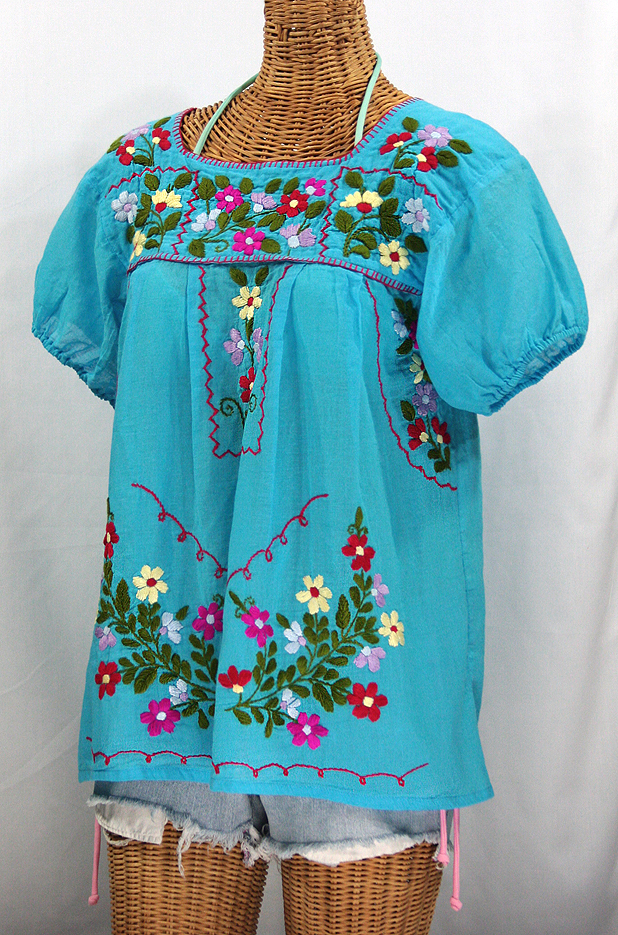 "La Belleza" Mexican Blouse - Aqua