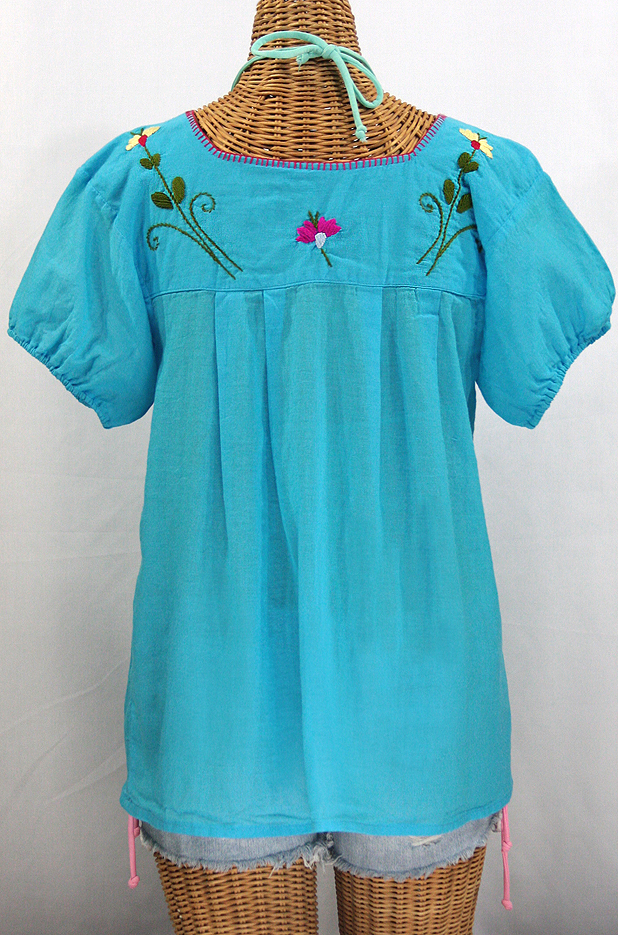 "La Belleza" Mexican Blouse - Aqua