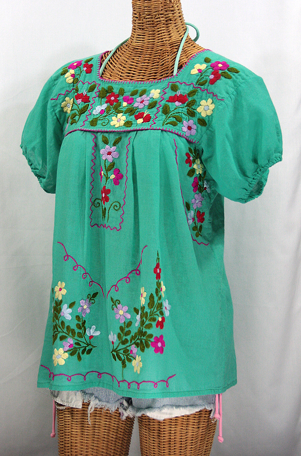 "La Belleza" Mexican Blouse - Mint Green