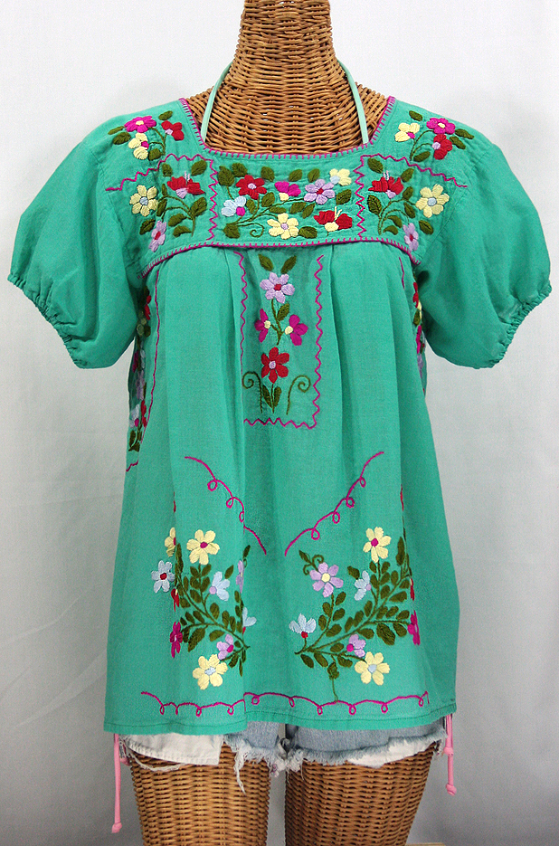 "La Belleza" Mexican Blouse - Mint Green