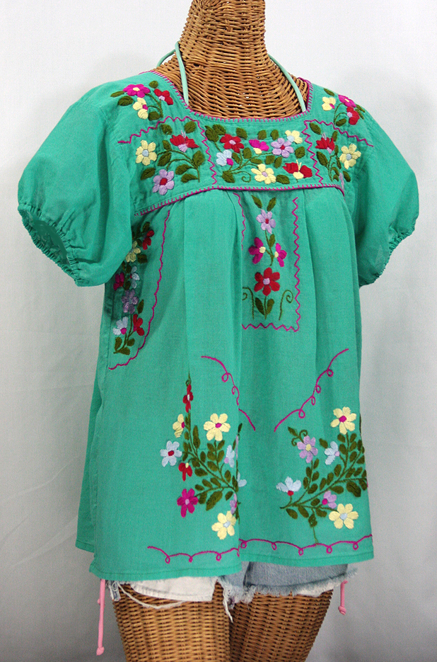 "La Belleza" Mexican Blouse - Mint Green