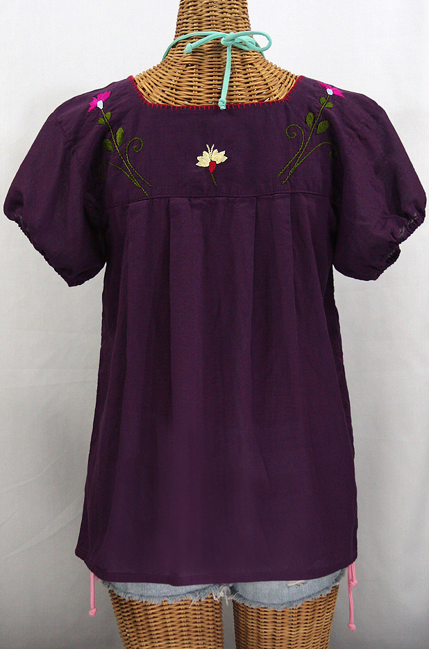 "La Belleza" Embroidered Mexican Peasant Top - Plum Purple