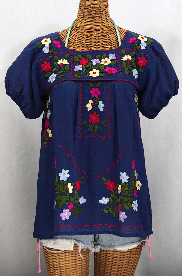 "La Belleza" Mexican Blouse - Denim Blue