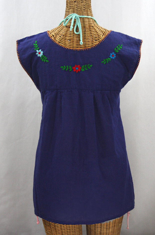 "La Boqueria" Cap Sleeve Mexican Blouse -Denim + Fiesta