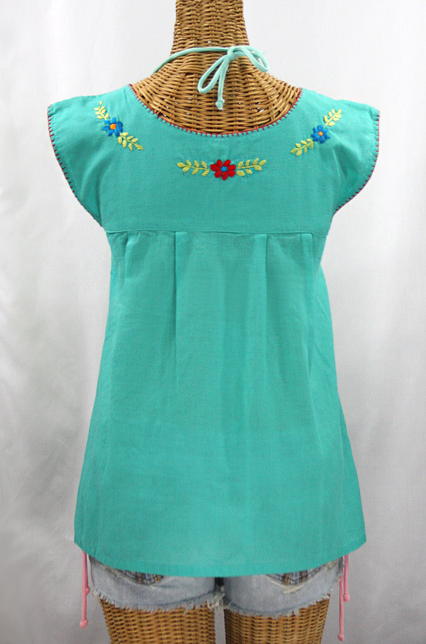 "La Boqueria" Cap Sleeve Mexican Blouse -Mint + Spring Fiesta