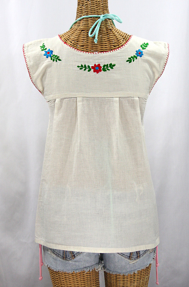 "La Boqueria" Cap Sleeve Mexican Blouse -Off White + Fiesta