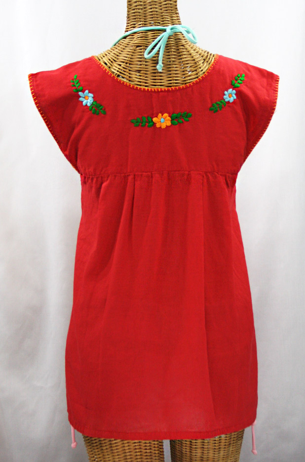 "La Boqueria" Cap Sleeve Mexican Blouse -Red + Fiesta