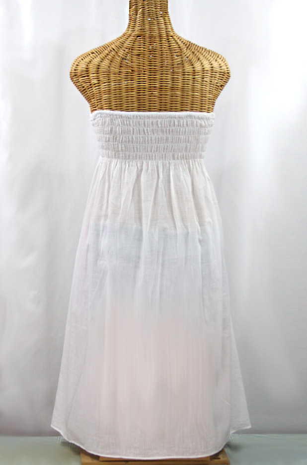 "La Pasiflora" Embroidered Strapless Sundress - White + Multi