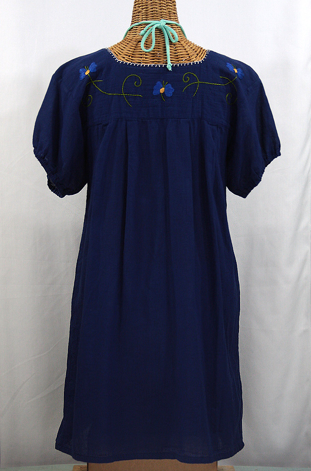 "La Florita" Embroidered Mexican Dress - Royal Blue