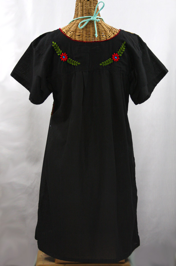 "La Talavera" Embroidered Mexican Dress - Black + Multi