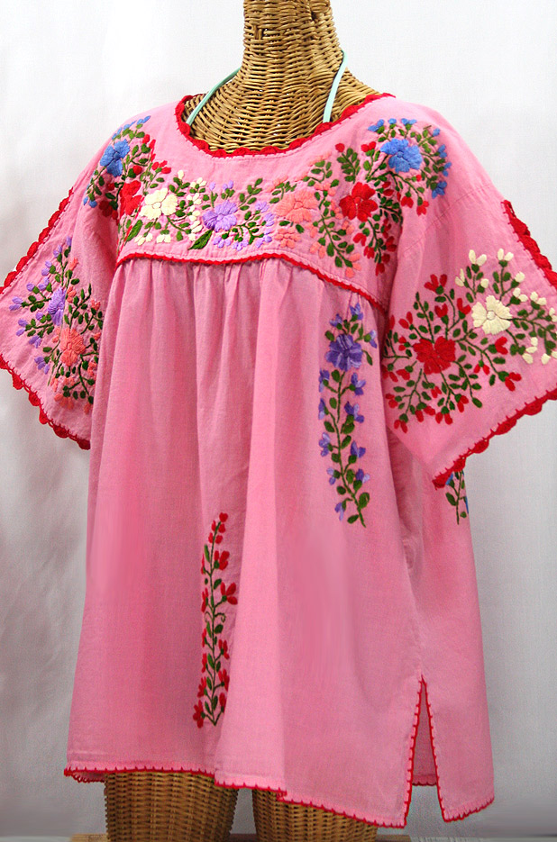 "Lijera Libre" Plus Size Mexican Blouse -Bubblegum Pink