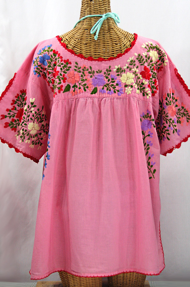 "Lijera Libre" Plus Size Mexican Blouse -Bubblegum Pink