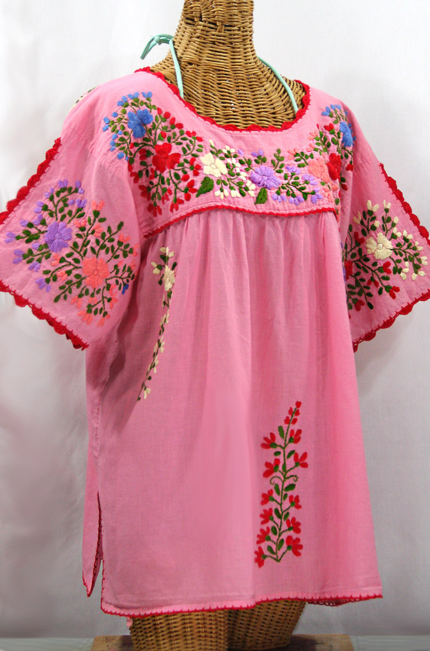 "Lijera Libre" Plus Size Mexican Blouse -Bubblegum Pink