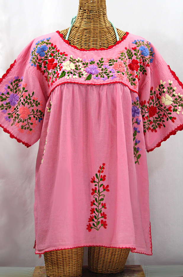 "Lijera Libre" Plus Size Mexican Blouse -Bubblegum Pink