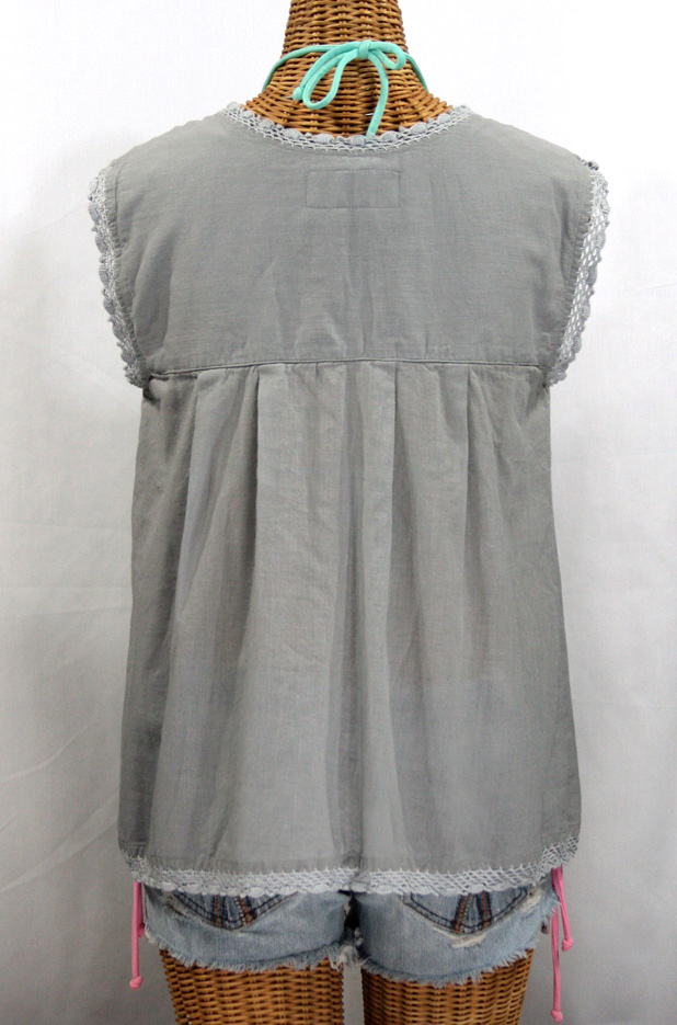 "La Marbrisa" Sleeveless Mexican Blouse -Grey + Fiesta