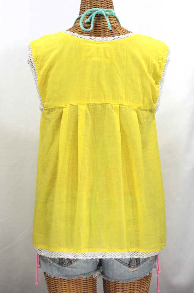 "La Marbrisa" Sleeveless Mexican Peasant Blouse -Yellow