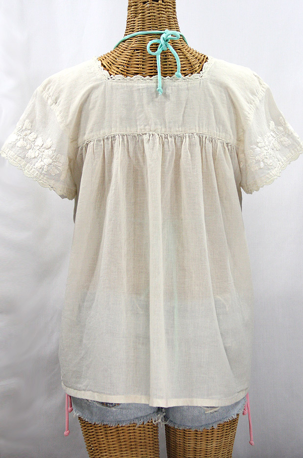 "La Marina Corta" Embroidered Mexican Peasant Blouse - All Off White