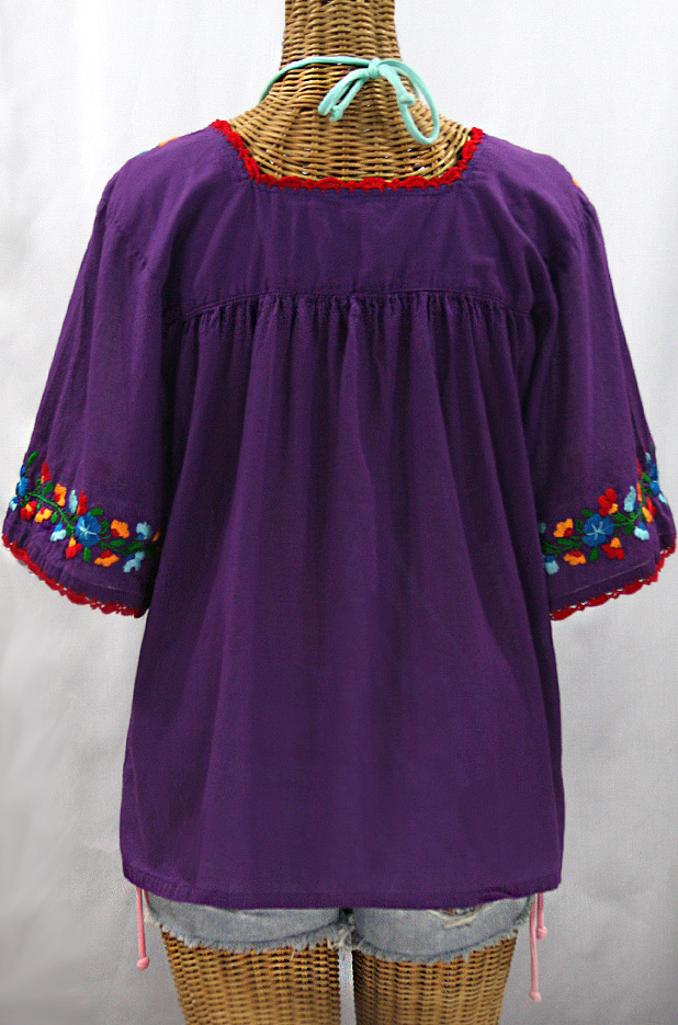 "La Marina" Embroidered Mexican Peasant Blouse - Purple + Fiesta
