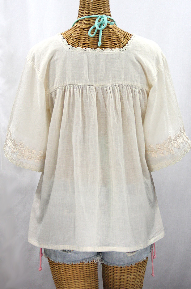 "La Marina" Embroidered Mexican Peasant Blouse - All Off White