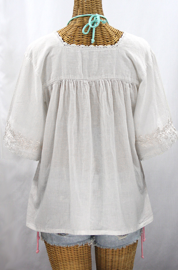 "La Marina" Embroidered Mexican Peasant Blouse - All White