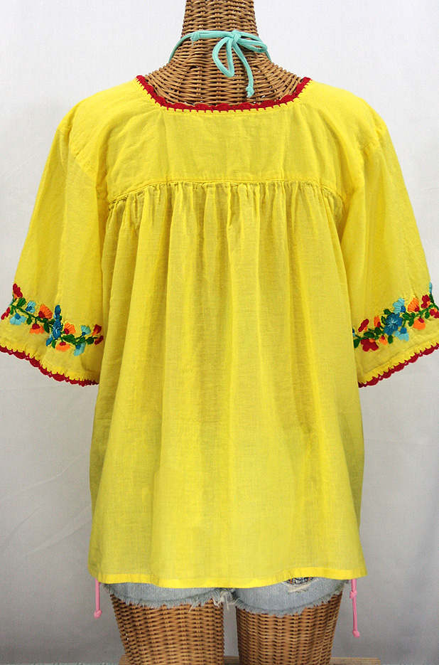 "La Marina" Embroidered Mexican Peasant Blouse -Yellow + Fiesta