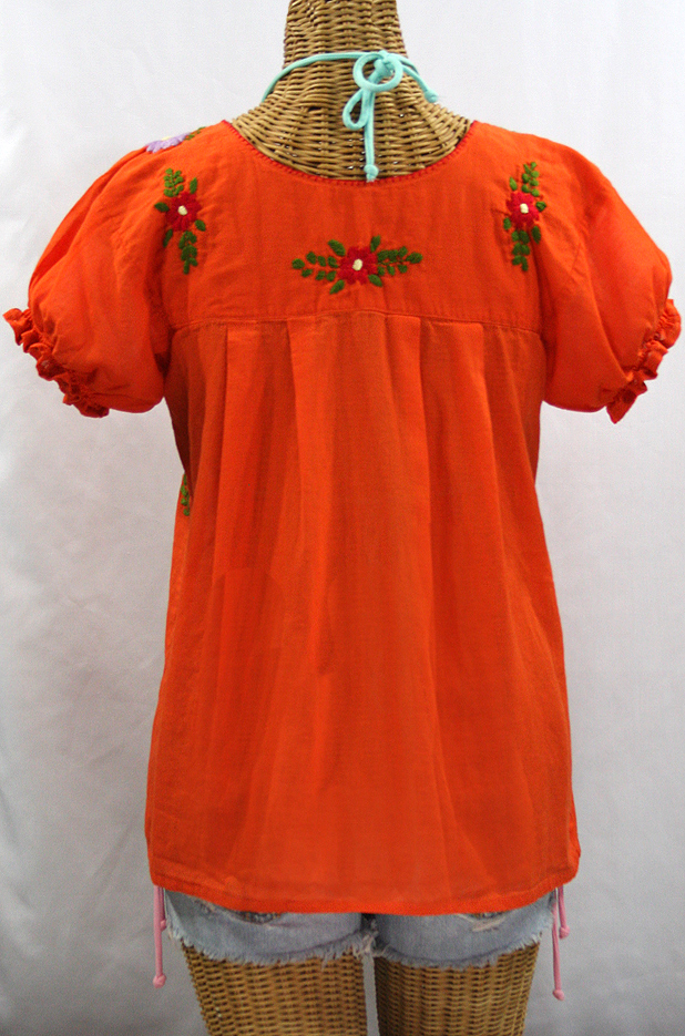 "La Mariposa Corta de Color" Embroidered Mexican Blouse - Orange