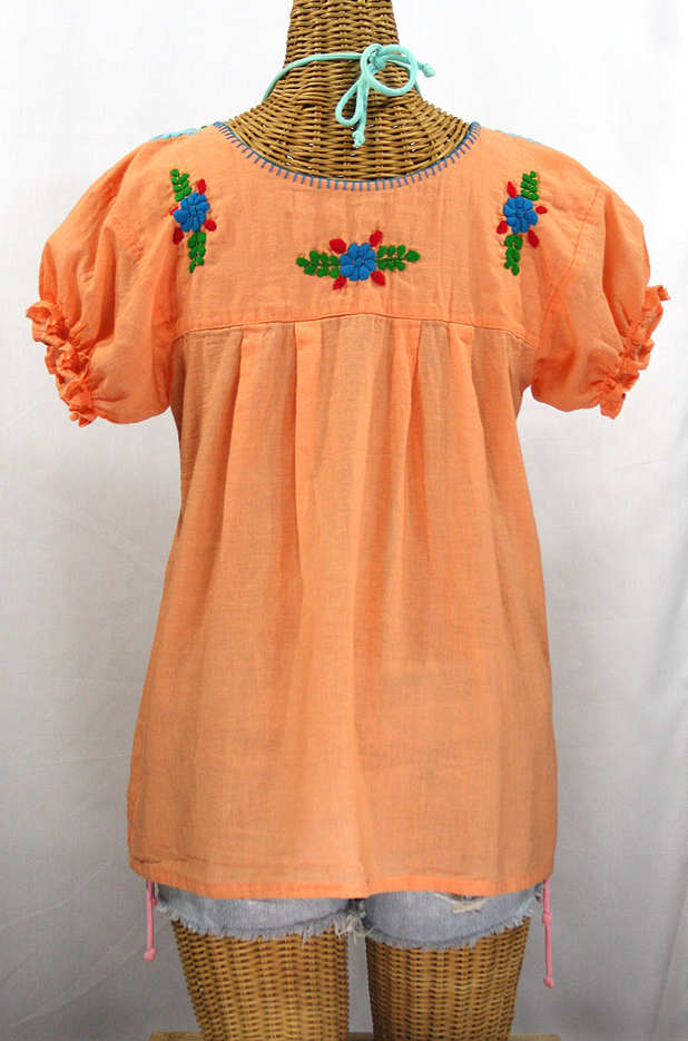 "La Mariposa Corta de Color" Embroidered Mexican Blouse - Orange Cream + Fiesta