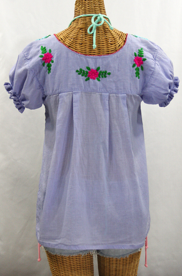 "La Mariposa Corta de Color" Embroidered Mexican Blouse - Periwinkle + Fiesta