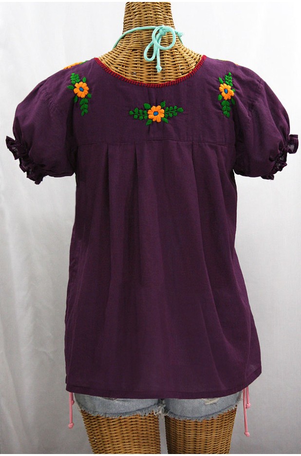 "La Mariposa Corta de Color" Embroidered Mexican Blouse - Plum + Fiesta