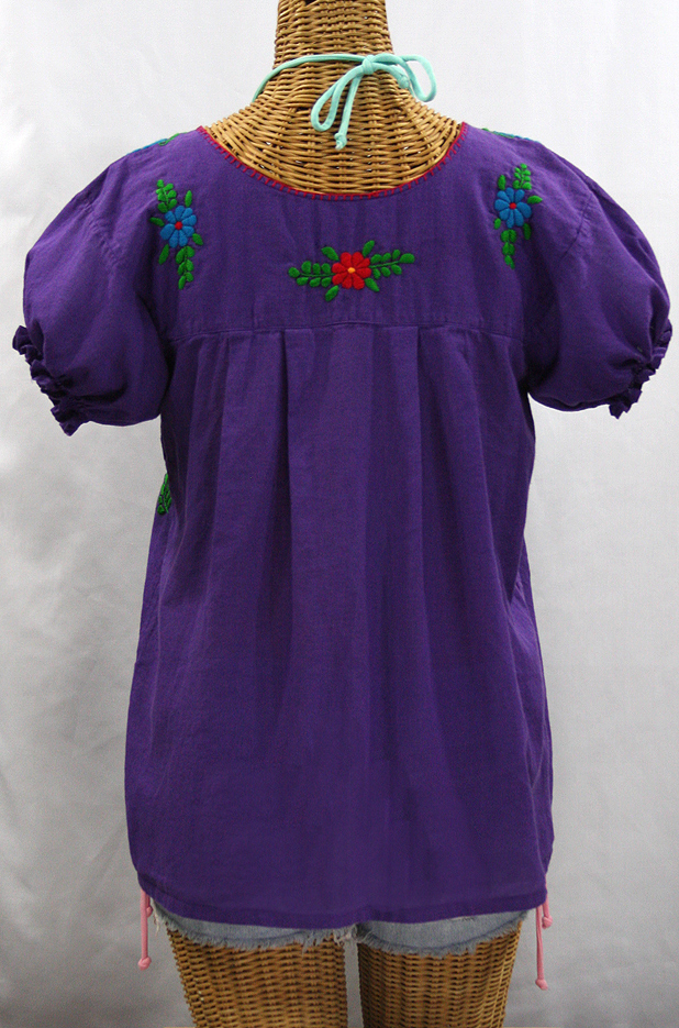 "La Mariposa Corta de Color" Embroidered Mexican Blouse - Purple + Fiesta