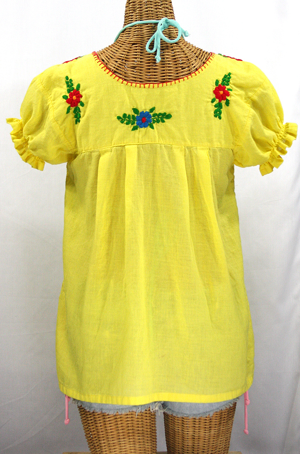 "La Mariposa Corta de Color" Embroidered Mexican Blouse - Yellow + Fiesta