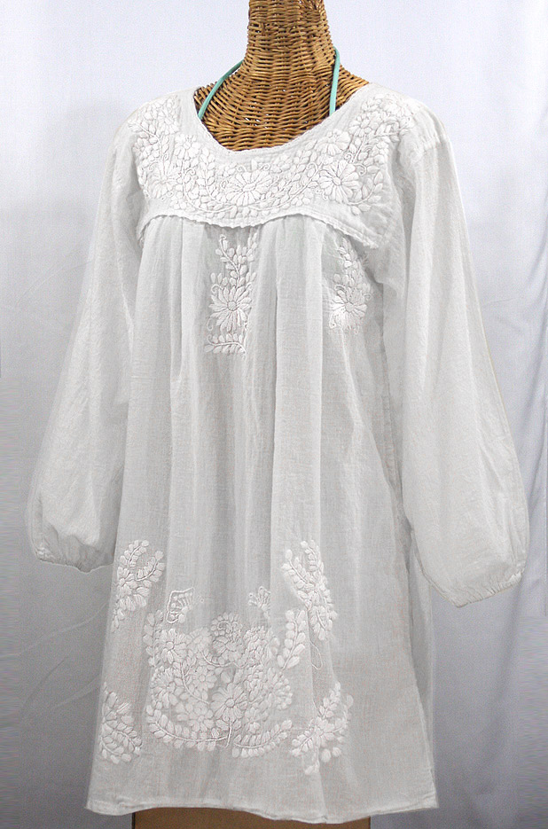 "La Mariposa Larga" Embroidered Mexican Dress - All White