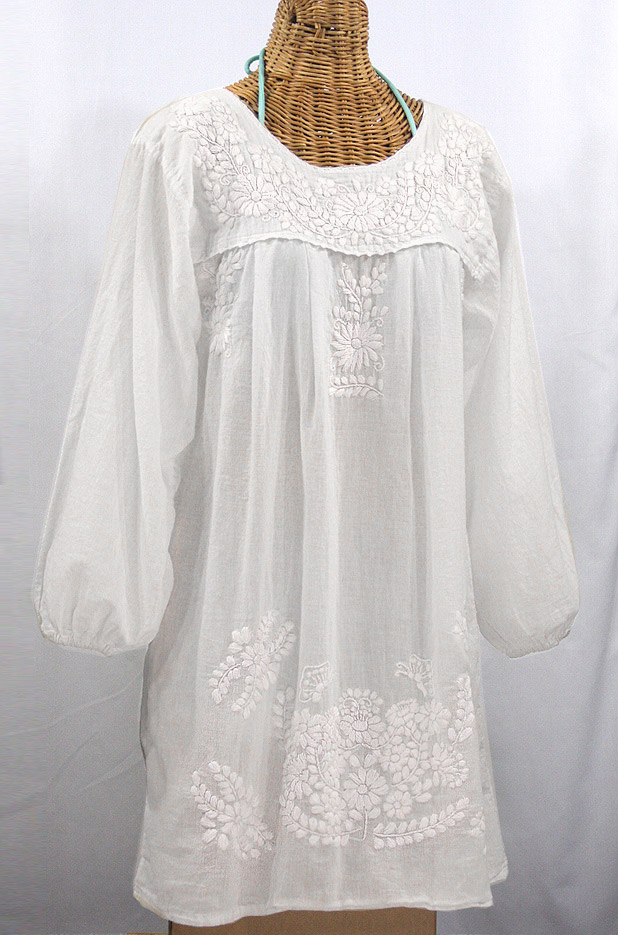"La Mariposa Larga" Embroidered Mexican Dress - All White
