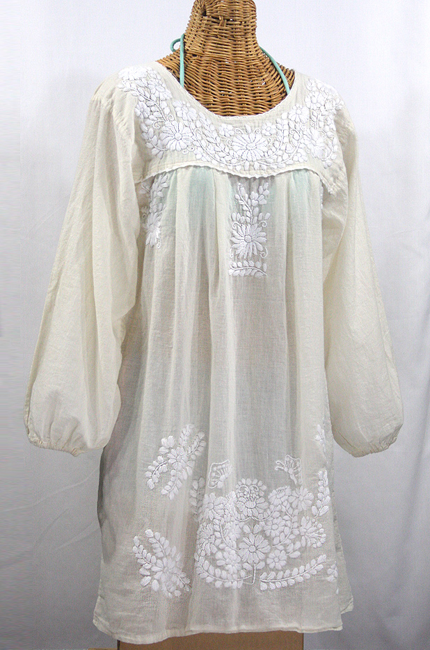 "La Mariposa" Embroidered Mexican Dress - Cream