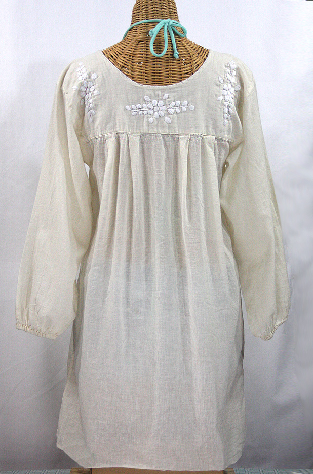 "La Mariposa" Embroidered Mexican Dress - Cream